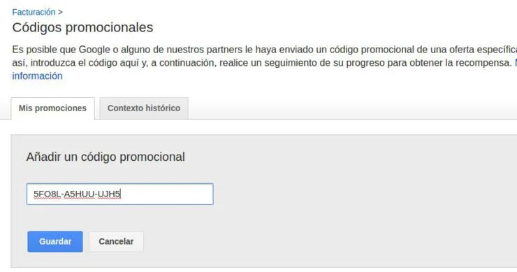 Añadir codigo promocional